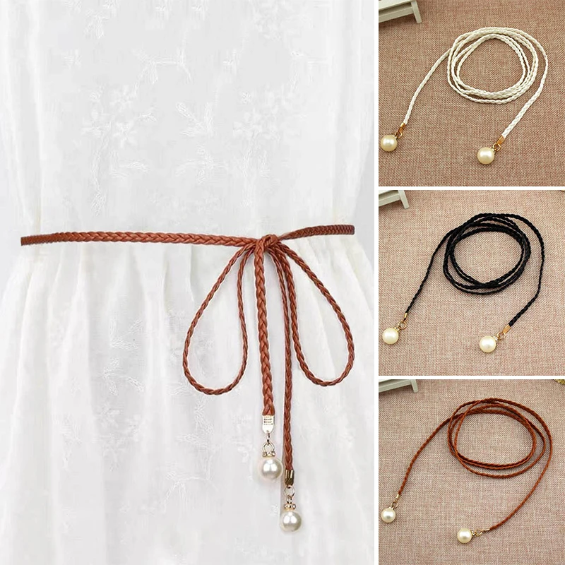 Elegant Pearl ремни для женщин натуральная кожа по всей длине конопляная веревка
