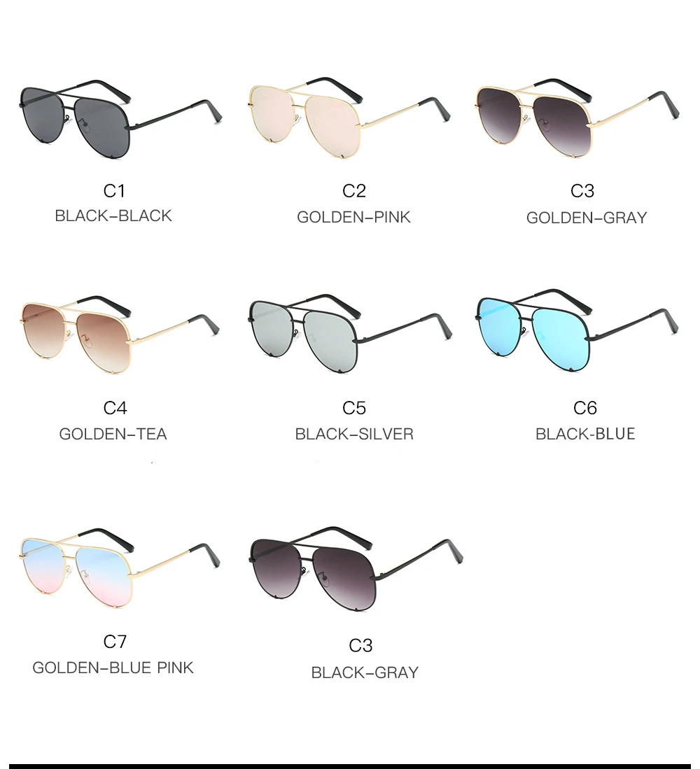 best sunglasses for women 2019 Pink Pilot Sunglasses Women Quality Metal Mirror Sun Glasses Brand Flat Top Panel Shades Female Fashion Lunette large sunglasses