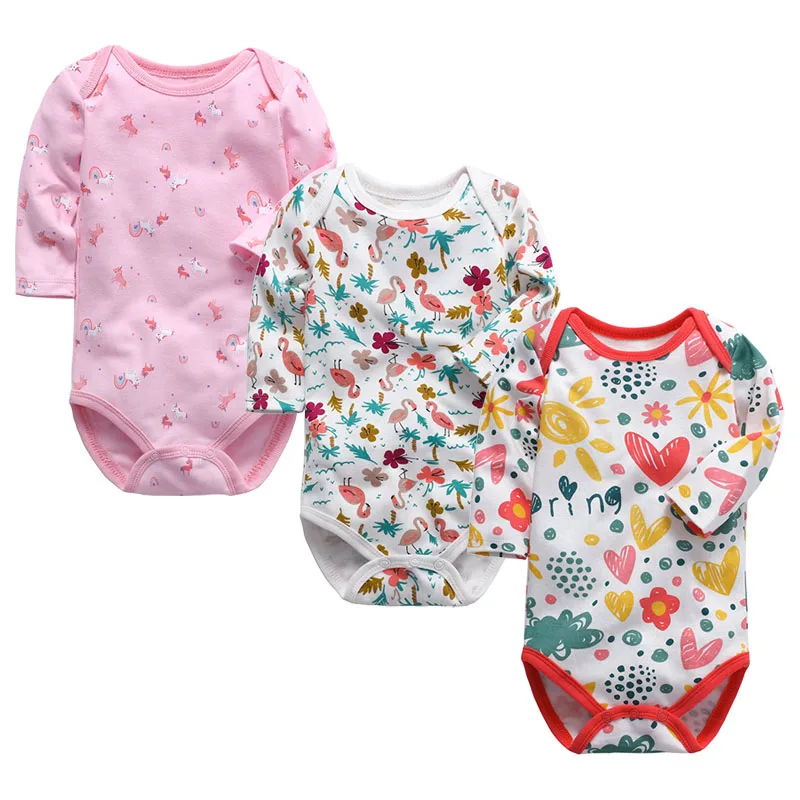 Одежда для новорожденных и малышей 3-24 месяцев, костюмы для девочек с длинными рукавами, 3 комплекта