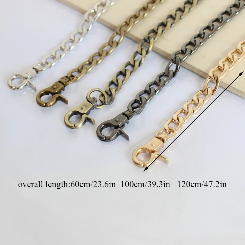 120cm/100cm/60cm Metal Purse Flat Chain Replacement Bag Strap Handle
