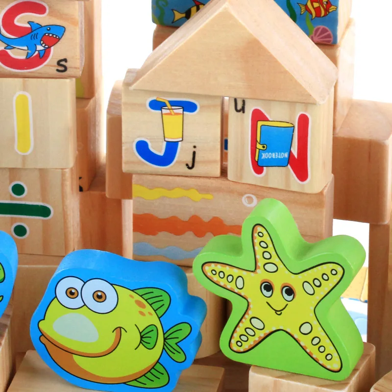 

Children Building Blocks Toy 3-6 a Year of Age Boy Aged 1-2 Years GIRL'S Baby Wooden Wood Building Blocks Assembled Toys Educati