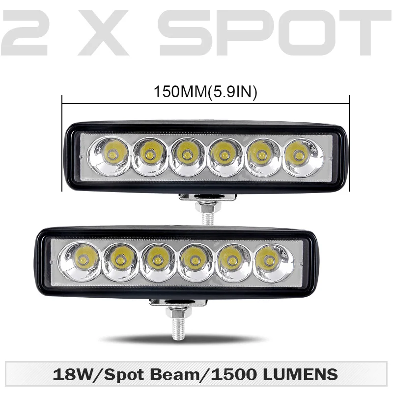 Two Pcs Spot Beam 6 дюймов 18 Вт внедорожный DRL светодиодный рабочий светильник прожектор Точечный светильник 12 В 24 в дневной ходовой светильник для Jeep 4x4 ATV 4WD SUV автомобильный Стайлинг - Цвет: Two Pcs Spot Beam