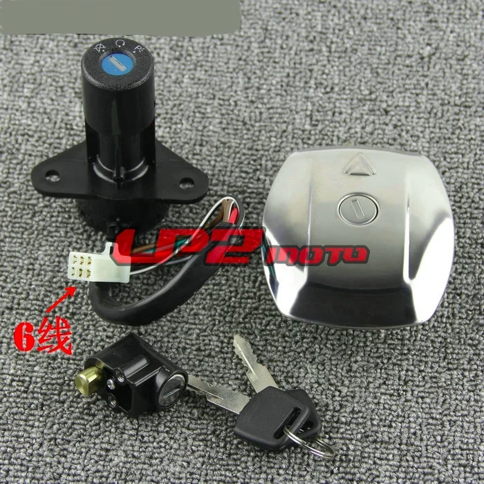 Ignition Switch Fuel Gas Cap Helmet Lock Key Set for Suzuki GS125 82-00 6 wires