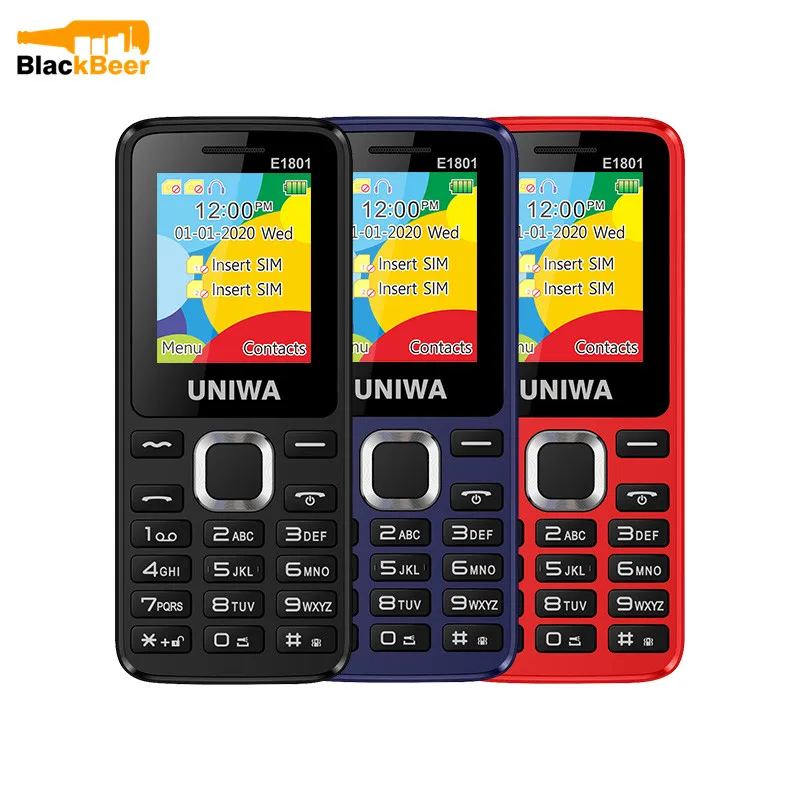 Uniwa e1801 2g gsm 1.77 Polegada característica telefone 800mah celular rádio fm sem fio telefone duplo sim standby para o homem mais velho