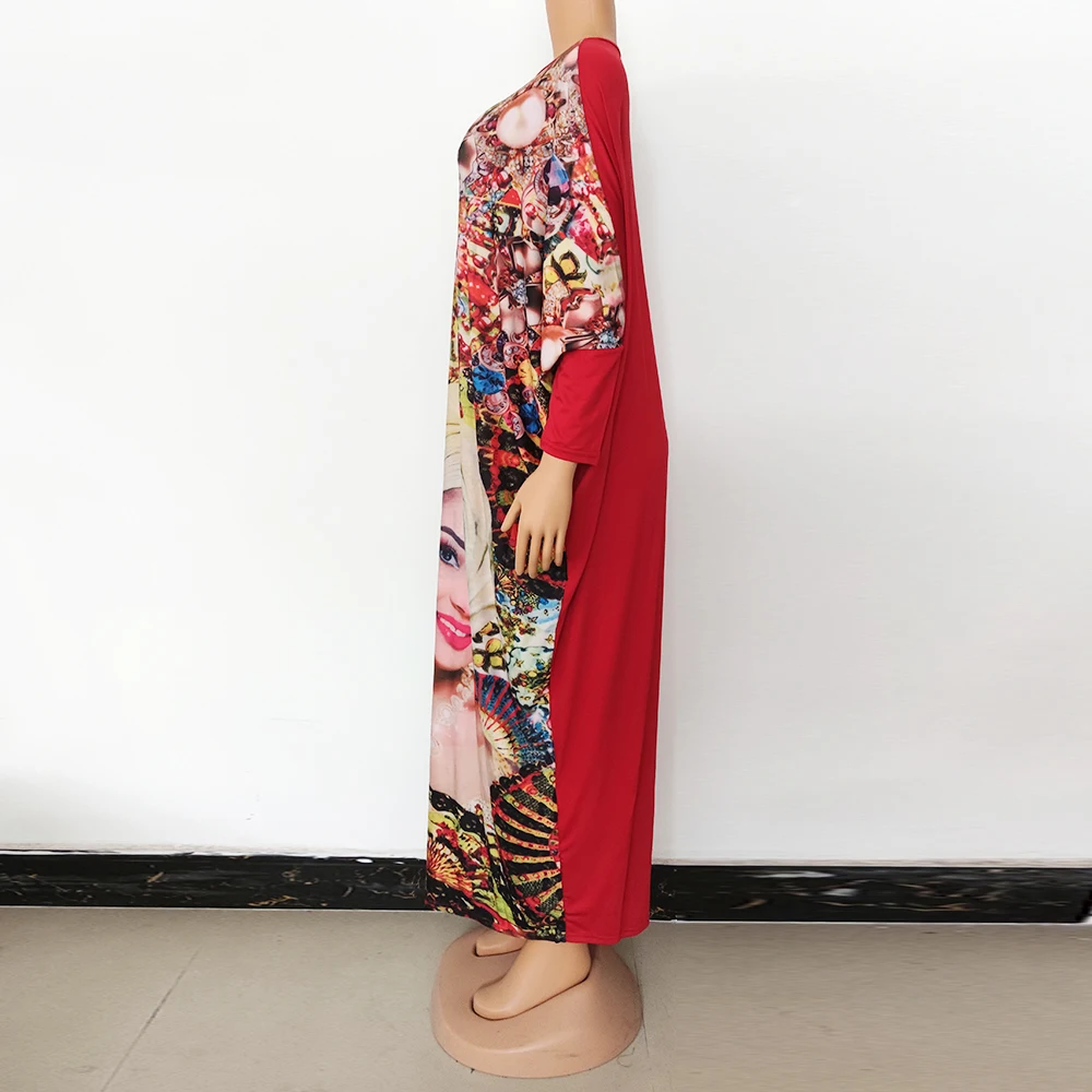 Vetement Femme 2021 African Dresses For Women Beauty Print Colorful Elegant Nigeria Long Robe Sexy Daily Bazin Party Casual african fashion designers