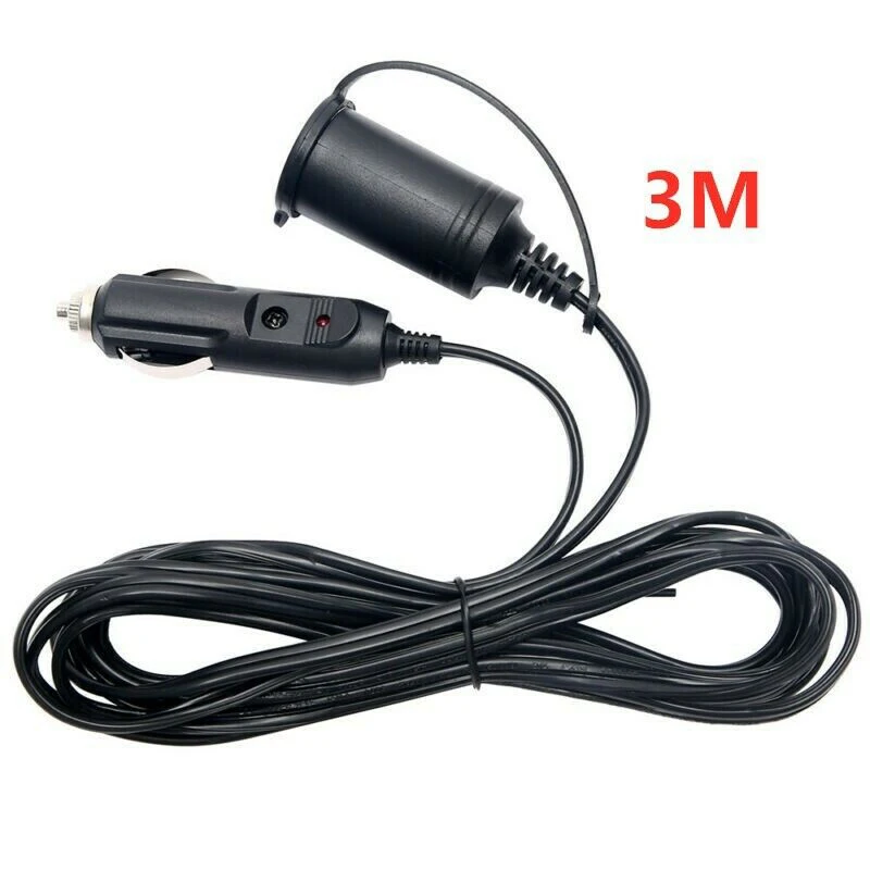 

1pcs 12V 24V 10A 120W Auto Cigarette Lighter Socket Extension Cord 3 Meters Cigarette Lighter Extension Cable Car Accessories