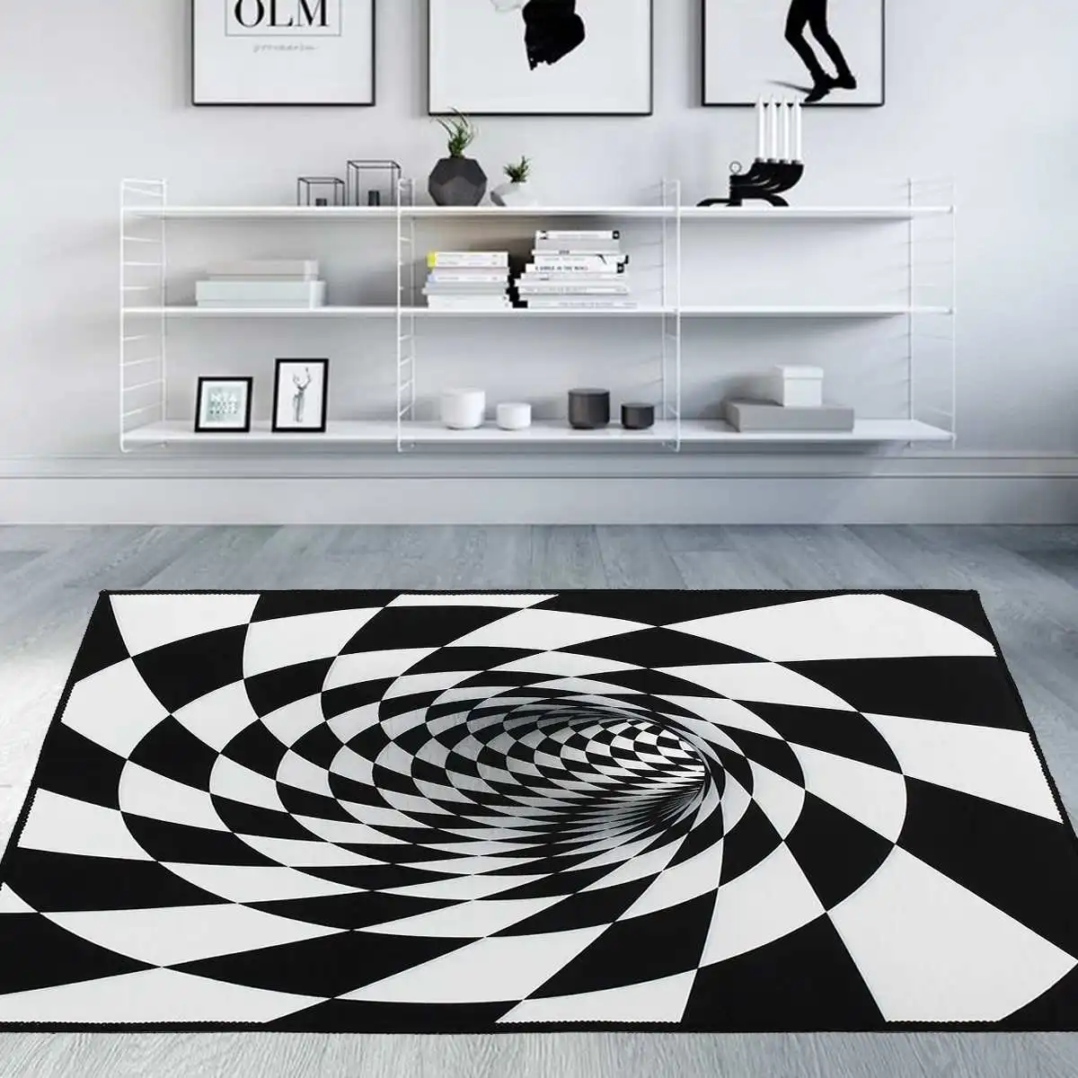 Домашние минималистические нордические ковры, 3D геометрический вихревой принт, Нескользящие коврики для ванной коврик для ванной