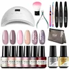 ROSALIND Nail Gel Manicure Set Lamp Gel Tools Kits For Nails Art UV Lamp Semi Permanent Nail Gel Polish Set With Base Top Coat 3
