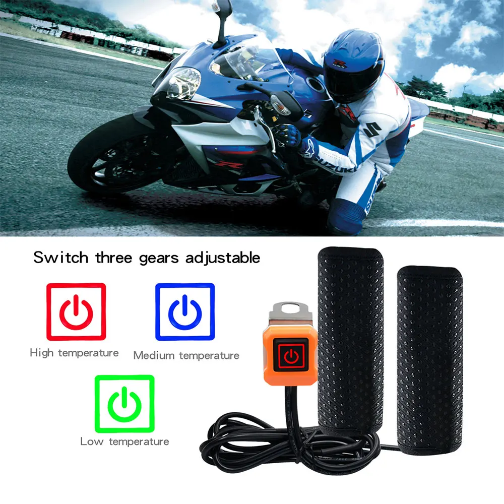 12V Motorcycle Handlebar Heated Pad Set 10 Seconds Speed Heat Intelligent Temperature Control Magic Stick Electric Hot Handle