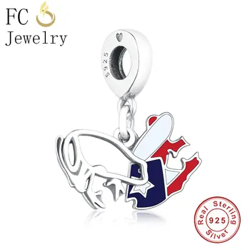 

FC Jewelry Fit Original Pandora Charms Bracelet 925 Sterling Silver Puerto Rico Enamel Flag Animal Beads Pendant Berloque 2019