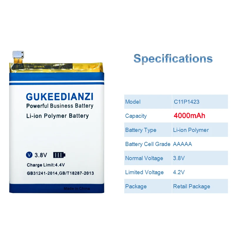 Аккумулятор для телефона GUKEEDIANZI Mobiel для Asus Zenfone 2 ZE500CL Z00D 4000 мАч C11P1423 ZF2(МОЛОДЕЖНАЯ версия) высококачественные аккумуляторы