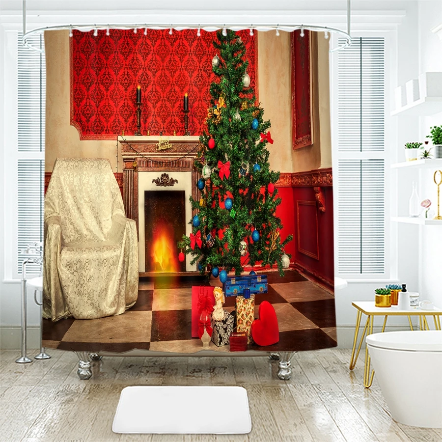 Специально фотографии Merry Christmas водонепроницаемый занавеска для душа s 3D занавеска с крючками для ванной комнаты