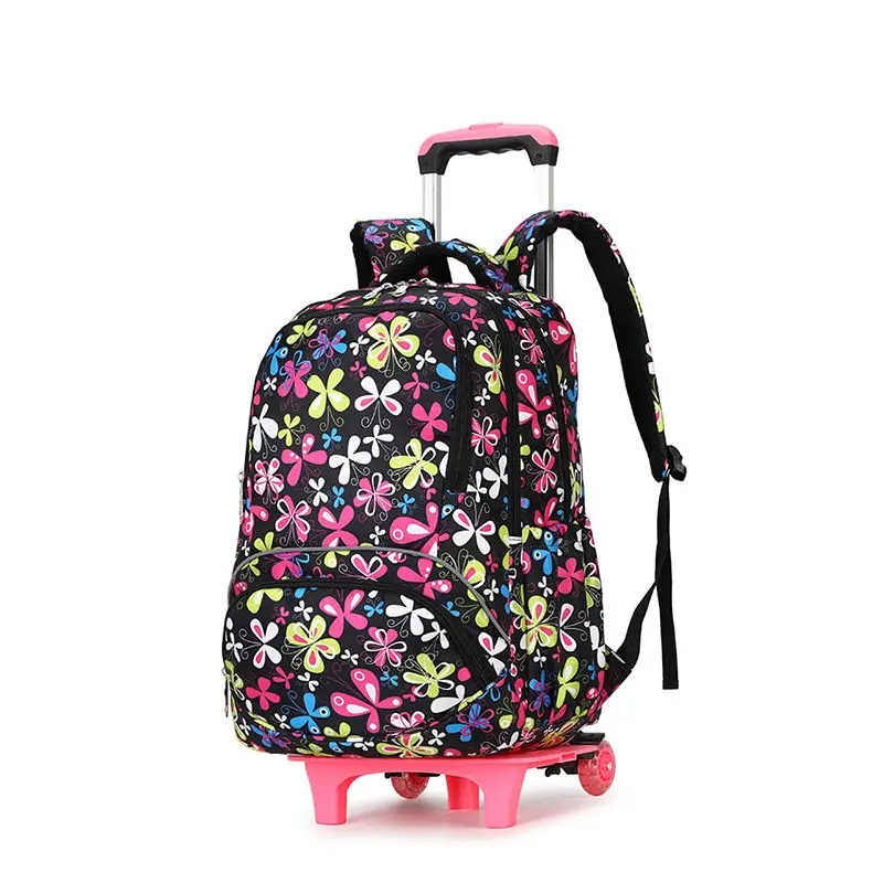 2 wheels backpack Детский Школьный рюкзак с колесами, Детские рюкзаки на колесиках, Детская сумка на колесиках для девочек, дорожный Рюкзак-тележка сумка для детей - Цвет: 2 wheels backpack