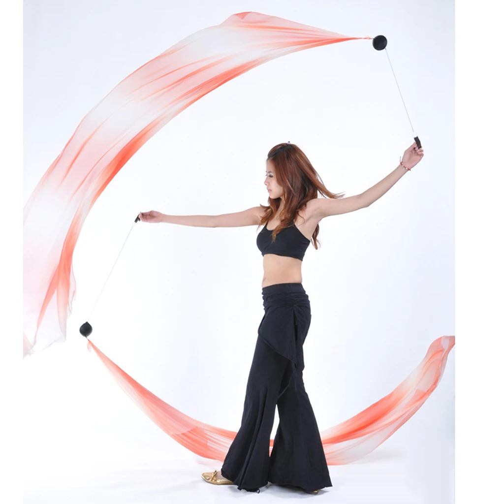 2Pcs Veil Poi Streamer Thrown Balls Fairy Belly Dance Party Show Accessory