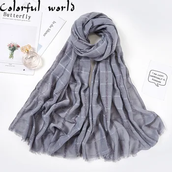 

High Quality Hijabs Muslim Headscarf Instant Scarf Wrap Islamic Shawls Women Turban Scarves Gold Lines Cotton Linen Arab Scarf