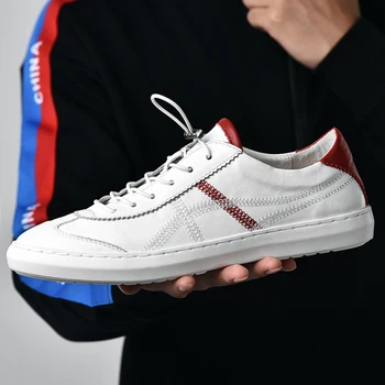 

New Trend Leather Shoes Mens Elastic Band Casual Shoes Men Brand Fashion Men Sneakers Good Quality Men Flats Shoes Spring/Autumn