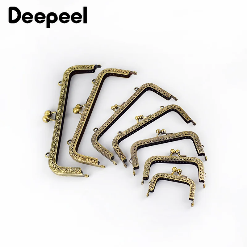 Deepeel 5pcs/lot 6-120cm High Quality Bronze Square Handle Kiss Clasp Embossed Metal