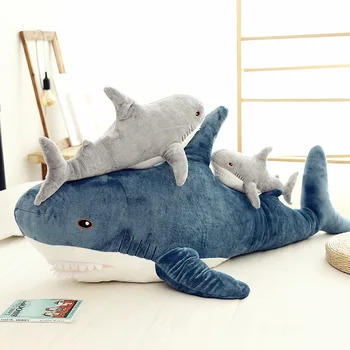 

45/70/100/140cm Big Size Funny Soft Blue Gray Bite Shark Plush Doll Toy Pillow Appease Cushion Bing Gift For Children Kids