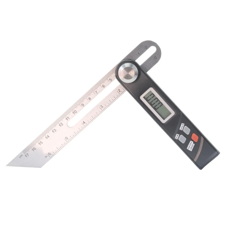 

K1KA Multifunctional 17cm/6.69inch Digital Display Square Woodworking Measuring Ruler Plastic + Stainless Steel Protractors