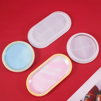 

Crystal Epoxy Resin Mold Storage Box Jewelry Tray Casting Silicone Mould DIY Crafts Dishes Plate Making Tool