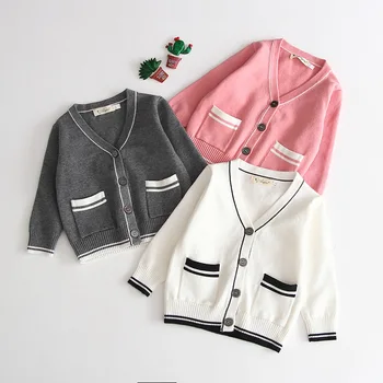 

Autumn Toddler Sweaters Cardigan New Baby Girls Boys Rib Clip Color Cardigan Sweater Infant Cotton V-neck Double Pocket Shirt
