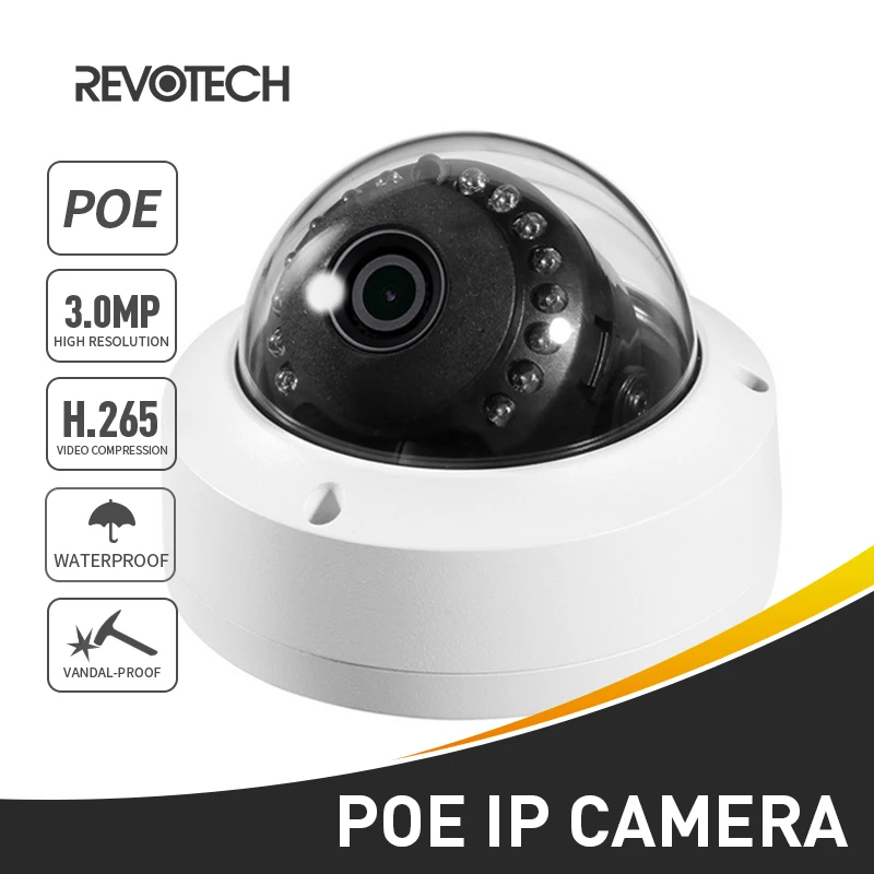 POE Антивандальная Водонепроницаемая ip камера H.265 3 Мп антивандальные купольные