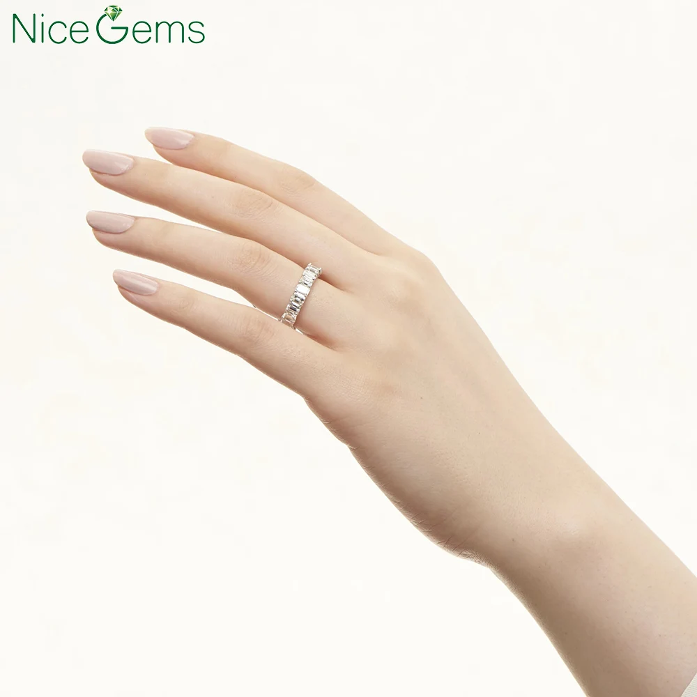 Однотонный браслет niegems из белого золота 14 к 585 пробы 4CTW с изумрудами Moissanite