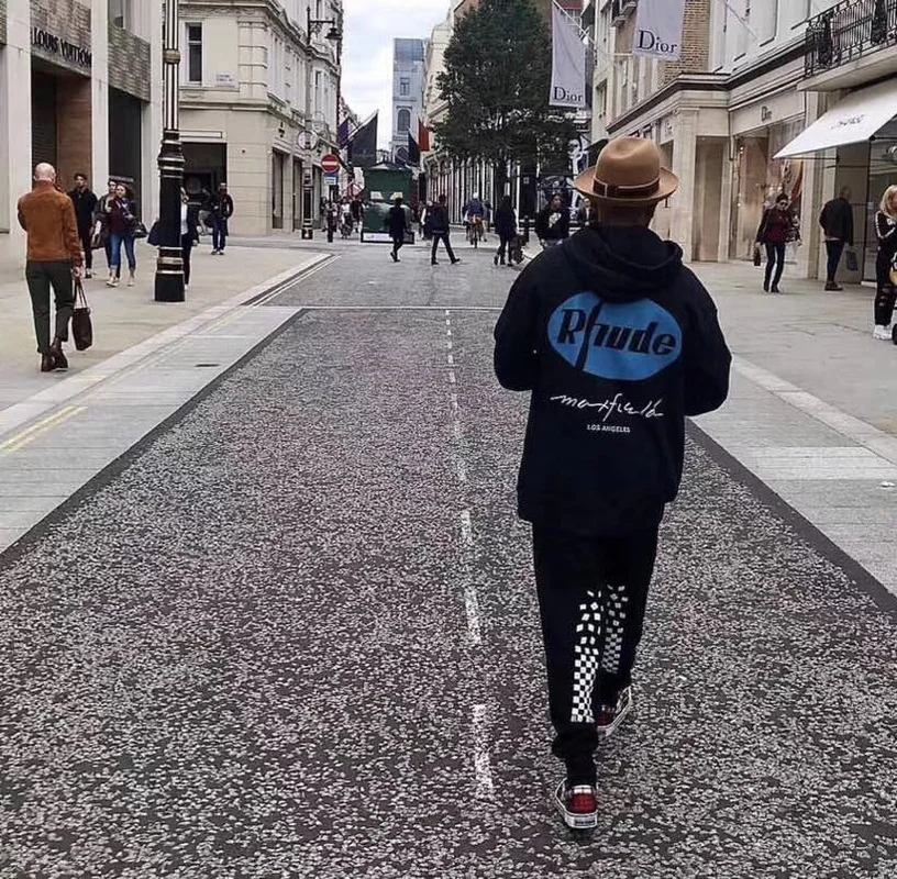 20SS Rhude x Maxfield толстовки La для мужчин и женщин 1:1 одежда высшего качества волк алмаз RUHDE Толстовка уличная Rhude пуловеры свитшоты