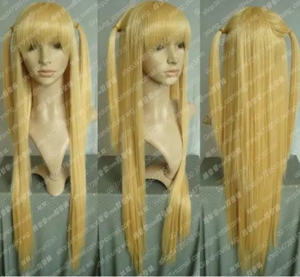 Парик Анимация искусство смерти Примечание Косплей Amane Misa длинный теплый парик блонд