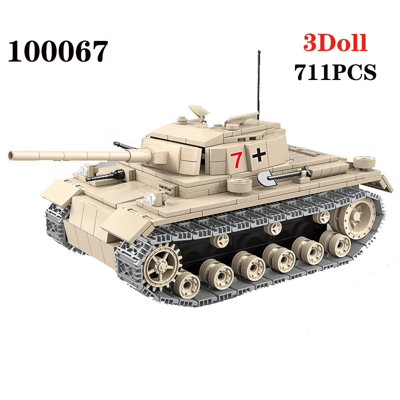 Blocos de Construção Soldados do Exército Militar Alemão Número Três Tanques Ww2 Tanque Figuras Arma Peças Tijolos Brinquedos 711 Pçs 2 ww2 blocos de construção ww2 tanque militar