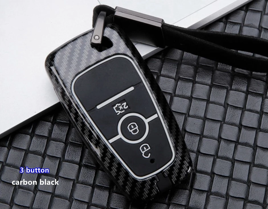Чехол для ключей автомобиля, кошелек на цепочке для Ford Mondeo Fusion F150 Mustang Explorer Edge Ecosport F-150, аксессуары для F-250 - Название цвета: 3 button carbonblack
