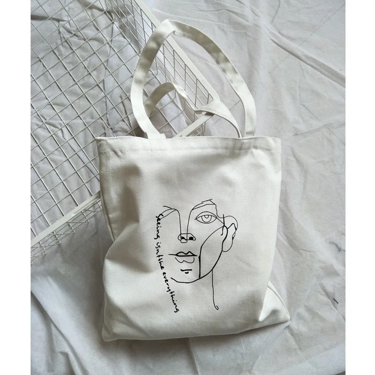 face duyu zipper Повседневная сумка через плечо, Большая вместительная простая сумка для покупок с буквенным принтом, сумка для девушек кремового цвета, женская простая посылка - Цвет: face duyu zipper