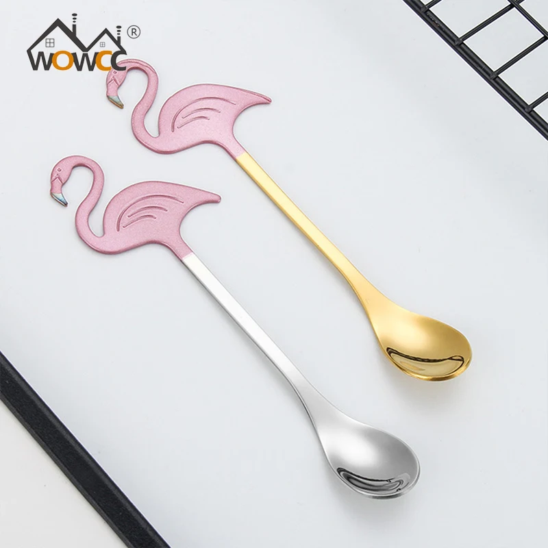 WOWCC креативная кофейная ложка с Фламинго из нержавеющей стали для торта желе