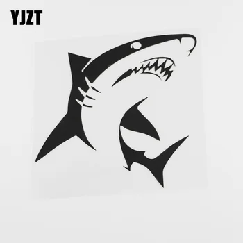 

YJZT 16.1CMX15.1CM Car Sticker Angry Shark Teeth Waterproof Decal Vinyl Black /Silver 13C-0218