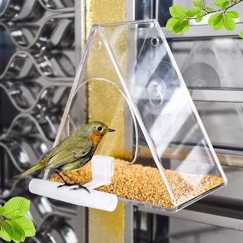 

Triangular Pet Feeder Suction Cup Mounted Food Container Transparent Acrylic Pet Tray