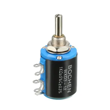 

uxcell 1K Ohm Adjustable Resistors Wire Wound Multi Turn Precision Potentiometer Pots Total Size 20.5x47.7mm, Shaft Diameter 4mm