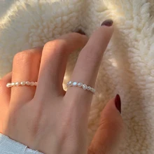 Peri'sBox-anillo minimalista de perlas naturales para mujer, Anillos geométricos de perlas de agua dulce naturales, círculo continuo, novedad de 2020