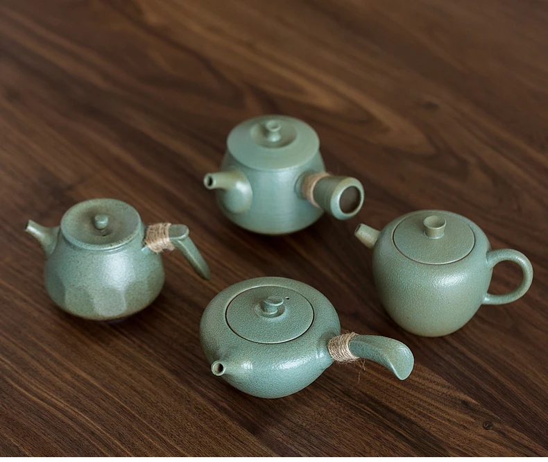 LUWU зеленый керамический чайники kyusu винтажные китайские кунг-фу чайная кружка, сосуды для питья