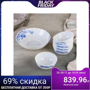 

Set of salad bowls "Russian pattern", 7 pcs: 1 pc 1020 ml, 250 ml 6 pcs