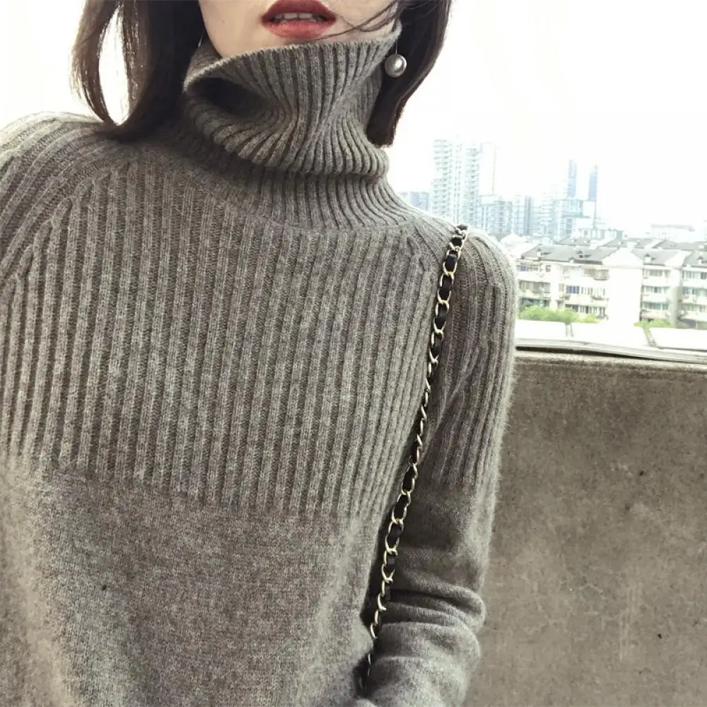 

2020 Knitted Women Sweater Pullovers spring Autumn Basic Women Sweaters Fashion Casual Long Sleeve Turtleneck Sweater Woman
