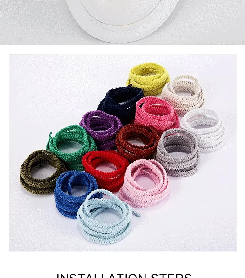 Hook metal head Plush elastic shoelaces, suitable for children and adults lazy shoelaces, 15 colors optional, 8 colored metal he