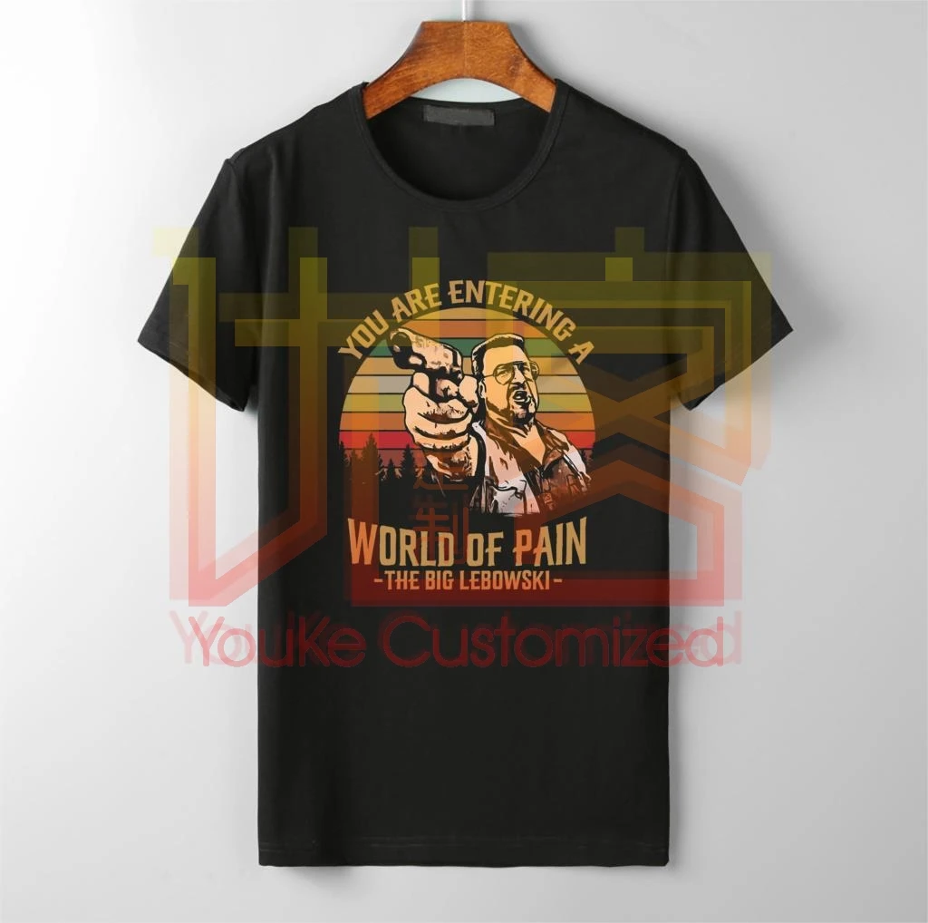 Вы входите в мир боли БОЛЬШОЙ ЛЕБОВСКИ Винтаж Ретро футболка Walter Собчак Новые