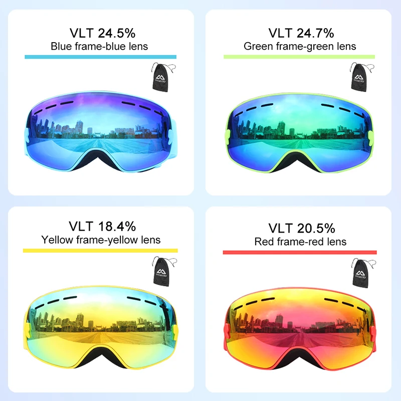Mosodo Kid Ski Goggles Anti-fog Snow Glasses UV400 Protection OTB Snowboard Polarized Eyewear for Child Children Boys Girls 6