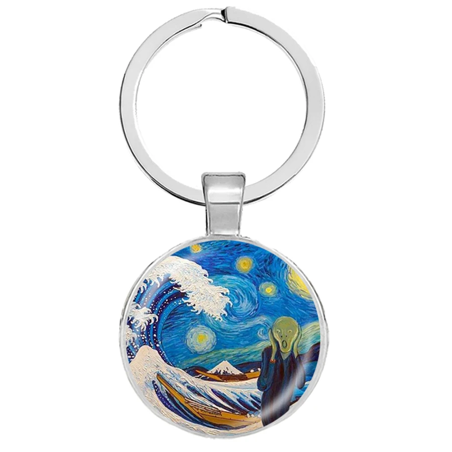 Новинка 2020 Классическая картина серфинг Kanagawa брелки японские Ukiyo e Art Голубая