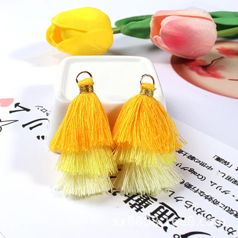 Yellow 10 шт 6 см кисточки, хлопок ключ кисточкой, ювелирные аксессуары, DIY серьги материалы, с металлическим кольцом, Красочный кулон - Цвет: Yellow