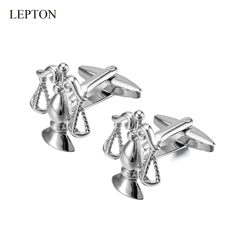 

Hot Sale Libra Scales Cufflinks Lepton Silver Color Metal Balance Cuff Links for Men Shirt Studs Cufflink Lawyer Relojes Gemelos
