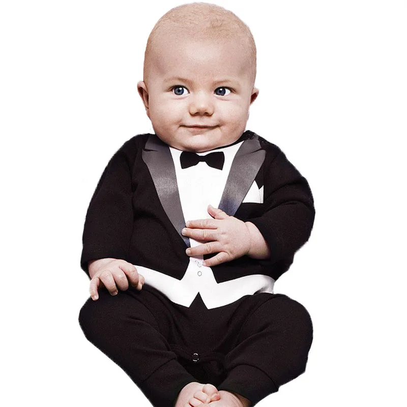 Костюм Джентльмена для маленьких мальчиков комбинезон с длинными рукавами для малышей, Одежда для новорожденных повседневные комплекты для детей одежда для малышей, От 1 до 2 лет