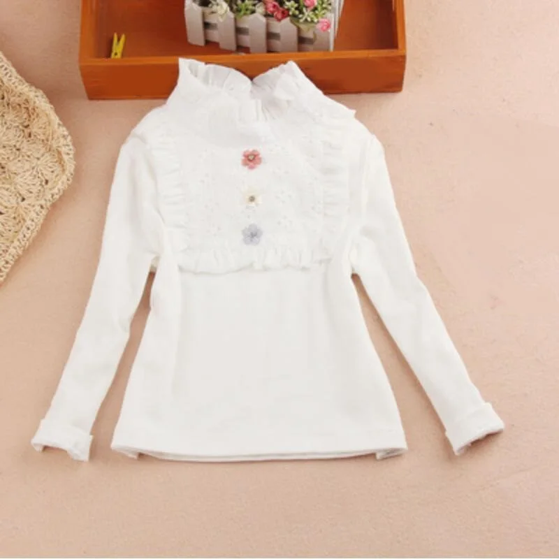 Spring Autumn School Teenager Girl Blouses Tops Long Sleeve Kids Shirts Baby Toddler Clothes Girls White Blouse 6 8 10 12 Years kids shirts