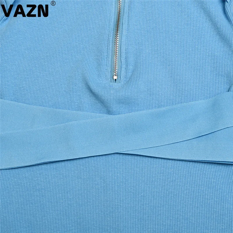 VAZN,, Вязаный комбинезон, свежий, прозрачный, сексуальный, модный, однотонный, длинный рукав, высокая талия, для женщин, облегающие, длинные, облегающие, Комбинезоны