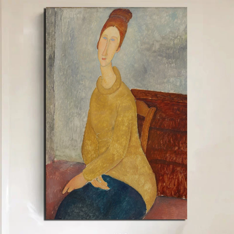 Желтый свитер Amedeo Modigliani Картина на холсте плакаты принты мраморная Настенная